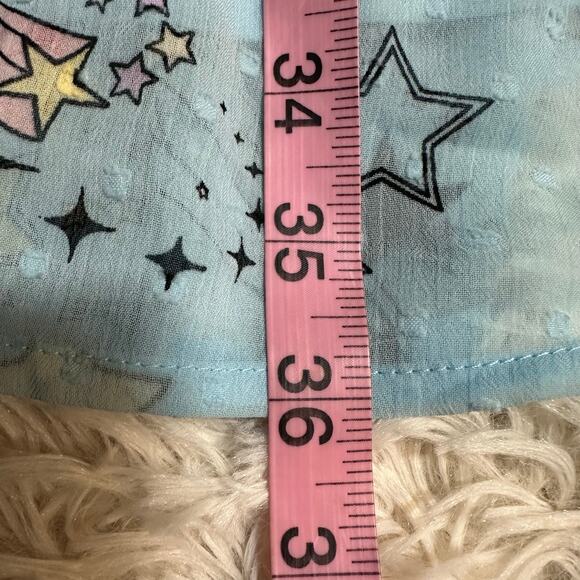 Torrid Blue Stars Mini Blouson Sleeve Mock Neck Skater Dress Sz 00 (M/L 10) - Picture 10 of 11